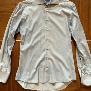 Suitsupply Jort Dress Shirt 15 38 Cotton Cashmere Slim Fit Thomas Mason Blue